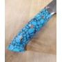 Japanese santoku Knife - TAKESHI SAJI - Stainless Damascus R2 Steel diamond finish - blue turquoise Handle - Size: 18cm