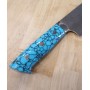 Japanese chef Knife gyuto - TAKESHI SAJI - Stainless Damascus R2 Steel diamond finish - blue turquoise Handle - Size: 21cm