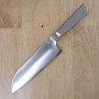 Couteau japonais Santoku - GLESTAIN - manche en acier inoxydable - Taille : 17cm