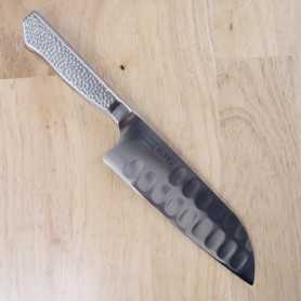 Couteau japonais Santoku - GLESTAIN - manche en acier inoxydable - Taille : 17cm