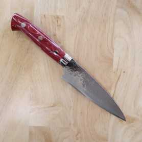 Petit couteau japonais - TAKESHI SAJI - Acier inoxydable Damas R2 finition diamant - Taille : 13,5/15cm
