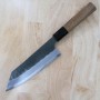 Couteau japonais bunka - NIGARA - Kurouchi Tsuchime - Acier super bleu - Taille : 18cm