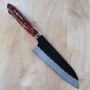 Couteau japonais santoku - NIGARA - Kurouchi Tsuchime - Manche personnalisé - SG2 - Taille : 18cm
