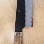 Couteau japonais santoku - NIGARA - acier inoxydable SG2 - Kurouchi Tsutime - manche personnalisé Mapple - Taille:18cm