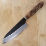 Couteau japonais santoku - NIGARA - acier inoxydable SG2 - Kurouchi Tsutime - manche personnalisé Mapple - Taille:18cm