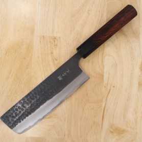 Couteau japonais Nakiri - ANRYU - Kurouchi Aogami Tsuchime Series - Taille : 16,5cm