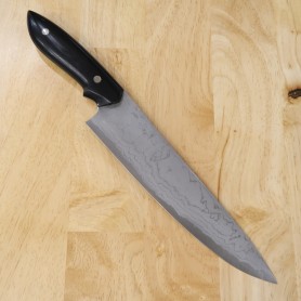 Couteau de cuisine japonais - KAZUO NOMURA - Shirogami 2 - manche en micarta noir - Taille : 18/21cm