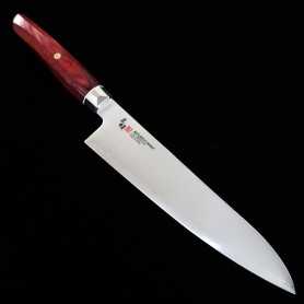 Couteau japonais de Chef Gyuto - ZANMAI - Série Revolution - Manche Décagonal Rouge - Acier SG2 - Dimension: 21cm