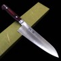 Couteau Santoku japonais - SUISIN - Sweden Inox - Premium Wine Black Micarta - Taille : 18cm