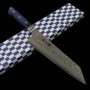 Couteau japonais Kiritsuke Santoku - MIURA - Carbone bleu 2 - Nashiji - Manche bleu - Taille:19.5cm