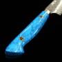 Couteau Japonais Petit - NIGARA - Anmon SG2 damascus - Blue turquoise- Taille : 15cm