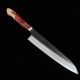 Couteau japonais gyuto - NIGARA - Acier inoxydable SG2 - Kurouchi tsutime - Manche acrylique personnalisé - Taille:24cm