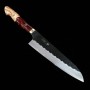 Couteau de chef japonais gyuto - NIGARA - Kurouchi Tsuchime - Manche personnalisé - SG2 - Taille : 21cm