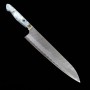 Couteau de Chef Japonais NIGARA - Migaki Tsuchime - Manche personnalisé - SG2 - Taille : 24cm