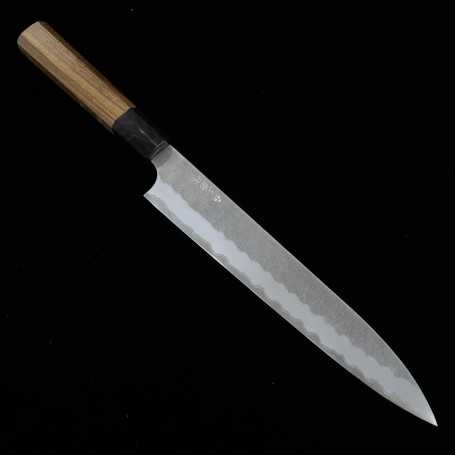 Trancheur japonais sujibiki - NIGARA - Migaki Tsuchime - Aogami Super - Taille : 24cm