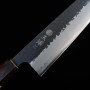 Couteau japonais kiritsuke gyuto - MIURA - Aogami Super - Finition noire - Manche en zelkova - Taille : 24cm