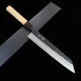 Couteau japonais kiritsuke gyuto - MIURA - Aogami Super - Finition noire - Manche en zelkova - Taille : 24cm