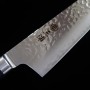Couteau japonais Kiritsuke Santoku - MIURA KNIVES - Inox 10A - Martelé - Manche bleu - Taille:19.5cm