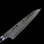 Petit Couteau Japonais Kiritsuke - MIURA KNIVES - acier inoxydable 10A - Série Damas martelé - manche bleu - Taille:14.5cm