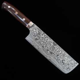 Couteau japonais Nakiri - TAKESHI SAJI - Acier Damascus R2 Black Finish - Dimension: 16,5cm