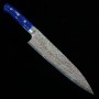 Couteau Chef Japonais gyuto- TAKESHI SAJI - Inox VG-10 Damas - Coloré - acrylique bleu- Taille:21/24cm