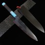 Couteau Japonais Gyuto - KAGEKIYO - Acier Bleu No.1 Damas - Manche sur mesure - Taille : 24cm