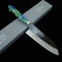 Couteau japonais santoku - NIGARA - Kurouchi Tsuchime - SG2 - Manche acrylique - Taille : 18cm