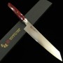 Couteau japonais Kiritsuke - ZANMAI - Série Revolution - Manche Décagonal Rouge - Acier SG2 - Dimension: 23cm