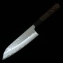 Couteau japonais santoku - ANRYU - Aogami２- Migaki Tsuchime Series - Manche en wengé - Taille : 17cm