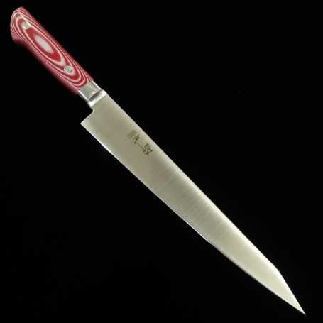 Couteau japonais Slicer Sujihiki - SUISIN - Suède Inox - Premium Red White Micarta - Tailles : 24 / 27cm