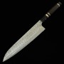 Couteau de Chef Japonais Gyuto- NIGARA - Super Gold 2(SG2) - Damas - manche en ébène personnalisé - Taille:24cm