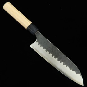 Couteau japonais Santoku - MASAKAGE - Acier bleu carbone super - Black finish par petites pierres - Taille : 17cm