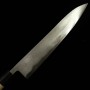 Couteau Japonais Sujihiki -Miyazaki Kajiya- Carbon Blue No2 Soft Iron Clad Damascus -Water quenching- Tsubaki - Taille:27cm