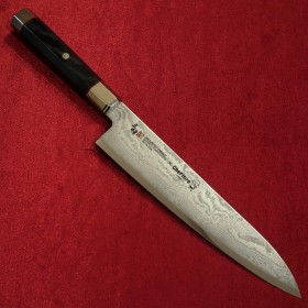 【Chef HiroＸMcusta Zanmai fait une collab】Couteau de cuisine japonais Gyuto Splash Damascus VG10-Linen Micarta Taille:21cm