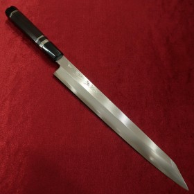 【Chef Hiro×Miura do a collab】Couteau japonais Kandokoro Sashimi - Acier inoxydable Ginsan - Manche en bois d'ébène - T:27cm