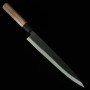 三浦刃物 MIURA KNIVES 青二鋼 黒打 筋引 ウォルナット柄 24cm