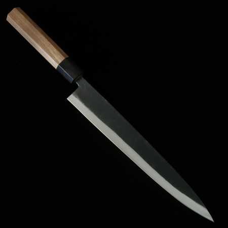 三浦刃物 MIURA KNIVES 青二鋼 黒打 筋引 ウォルナット柄 24cm