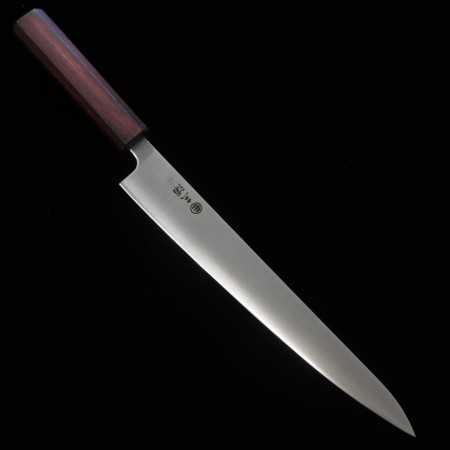 Couteau du Slicer Japonais Sujihiki - MIURA - Acier inoxydable Ginsan - Mance de Chêne - Taille : 24cm