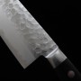 Couteau du Santoku Japonais - MIURA - Acier bleu au carbone - Finition martelée - Fossettes - Taille : 17.5cm