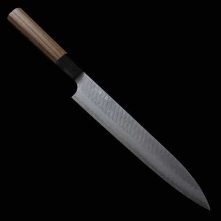 Couteau du Slicer Japonais Sujihiki - NIGARA - Migaki Tsuchime - Acier inoxydable SG2 - Taille : 24cm