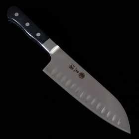 Couteau du Santoku Japonais - MIURA - Acier inoxydable Molybdène - Finition fossettes - Taille : 16cm