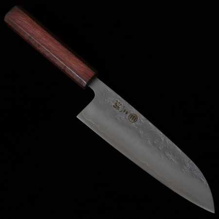 Couteau du Santoku Japonais - MIURA - Acier inoxydable SLD - Nashiji - Taille : 16.5cm