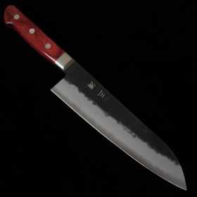 Couteau du Santoku Japonais - MIURA - Acier bleu super carbone - Finition Nashiji noire - Taille:18cm