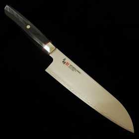 Couteau japonais Santoku - ZANMAI - Série Revolution - Manche Décagonal Noire - Acier SG2 - Dimension: 18cm