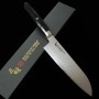 Couteau japonais Santoku - ZANMAI - Série Revolution - Manche Décagonal Noire - Acier SG2 - Dimension: 18cm