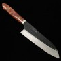 Couteau du Santoku Japonais - NIGARA - Acier inoxydable SG2 - Kurouchi - Manche de Karin - Taille:18cm