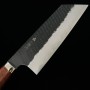Couteau du Kiritsuke Nakiri Japonais - NIGARA - Acier inoxydable SG2 - Kurouchi - Finition martelée - Taille:18mm