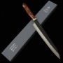 Couteau du Slicer Japonais Kiritsuke Sujihiki - NIGARA - Acier inoxydable R2 - Kurouchi - Manche de Karin - Taille:25.5cm