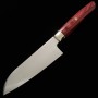 Couteau japonais Santoku - ZANMAI - Série Revolution - Manche Décagonal Rouge - Acier SG2 - Dimension: 15cm