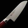 Couteau japonais Santoku - ZANMAI - Série Revolution - Manche Décagonal Rouge - Acier SG2 - Dimension: 15cm